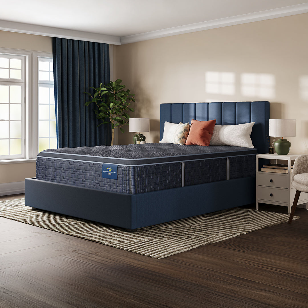 Feather Grove Plush Pillow Top Mattress from Serta in Queen Gel Foam, Made in USA - Angle view