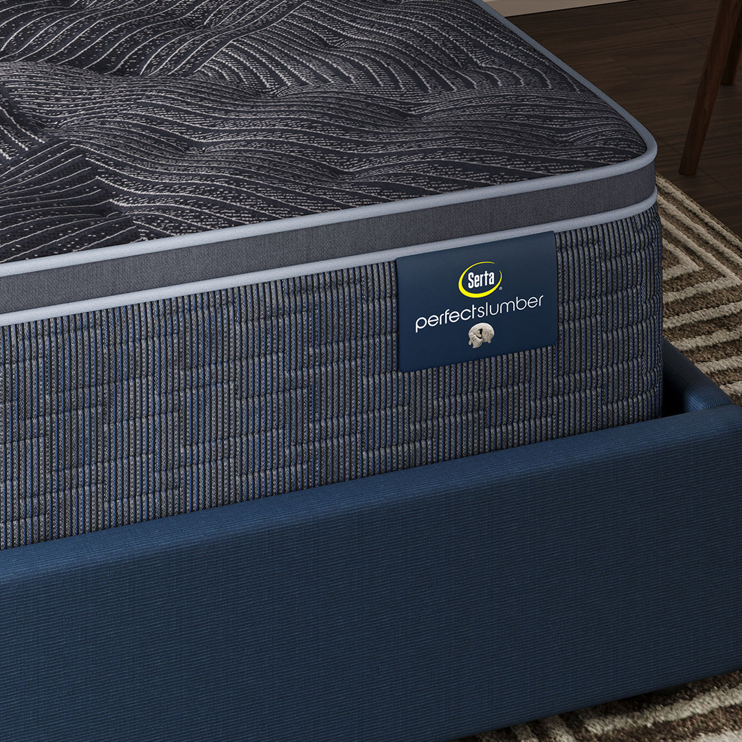 Feather Grove Plush Pillow Top Mattress from Serta in Queen Gel Foam with Cooling, Made in USA - Angle view
