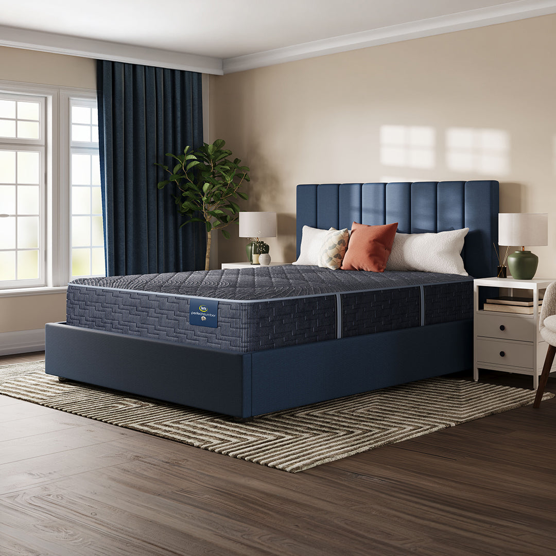 Serta® Feather Grove Extra Firm Mattress from Serta in Queen Gel Foam, Made in USA - Angle view