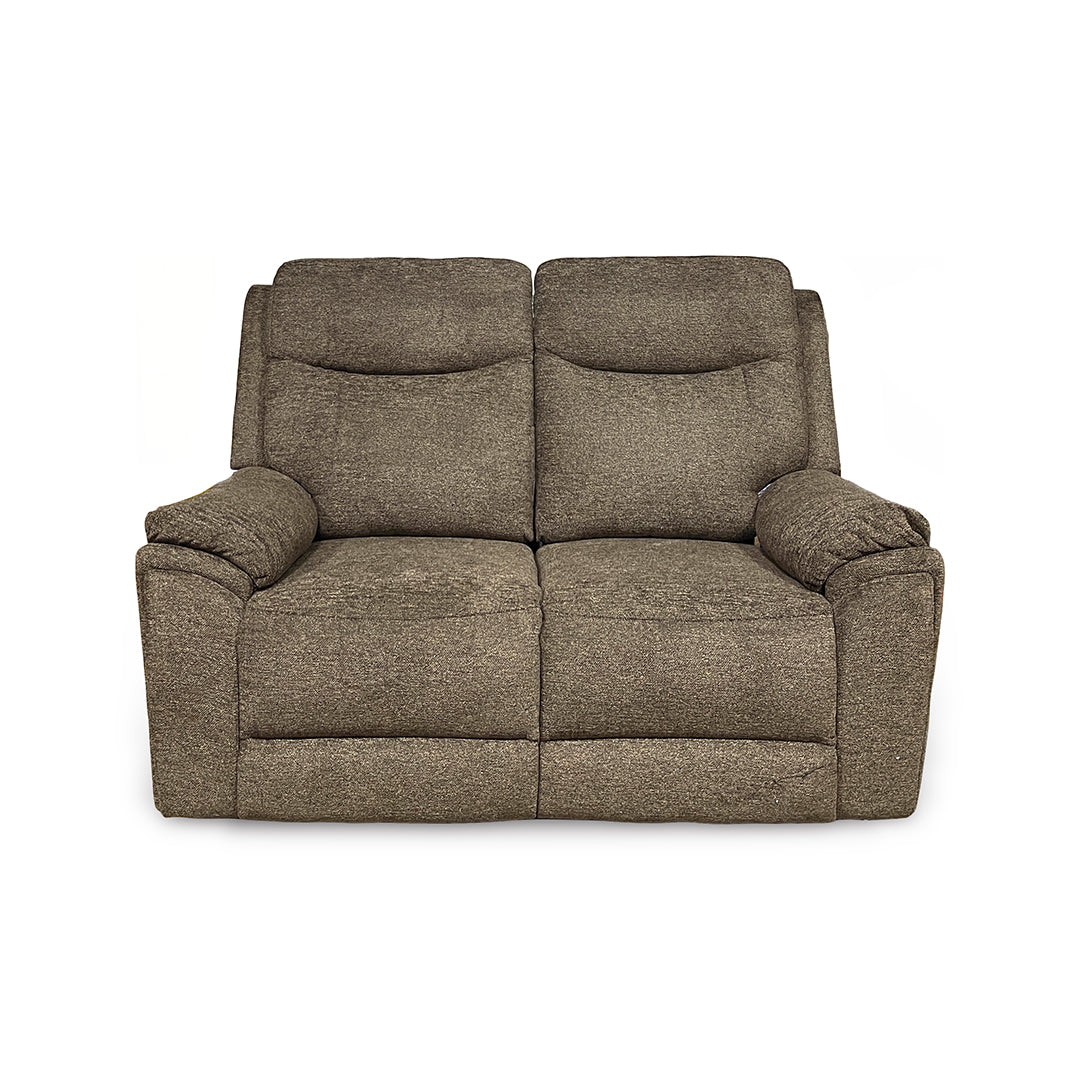 Sahara Power Reclining Loveseat from Cheers in Brown Performance Fabric with Cup Holders, Power Recline - Reclined position