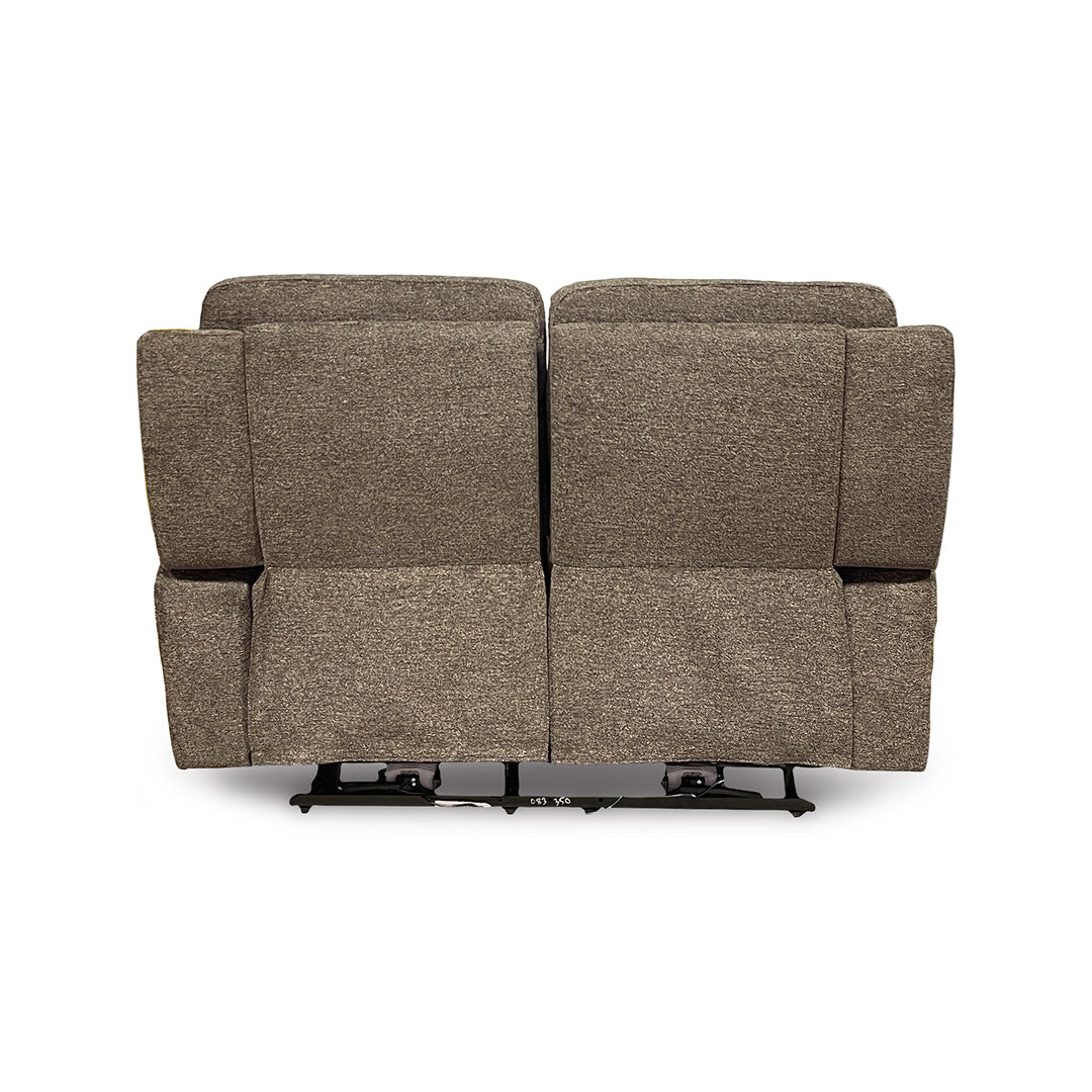 Sahara Power Reclining Loveseat from Cheers in Brown Performance Fabric with Cup Holders, Power Recline - Reclined position