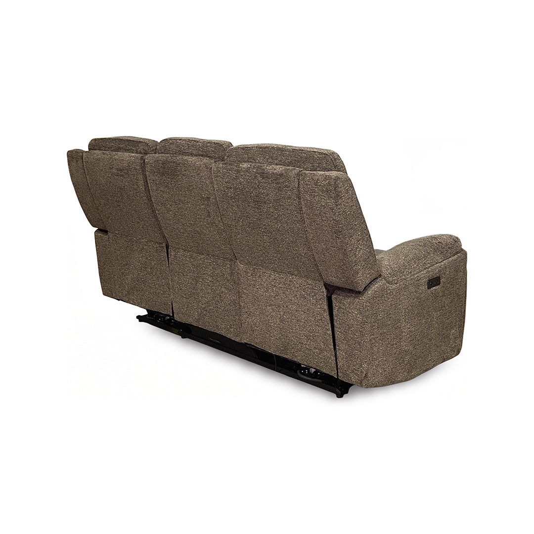 Sahara Power Reclining Sofa from Cheers in Brown Performance Fabric - Reclined position