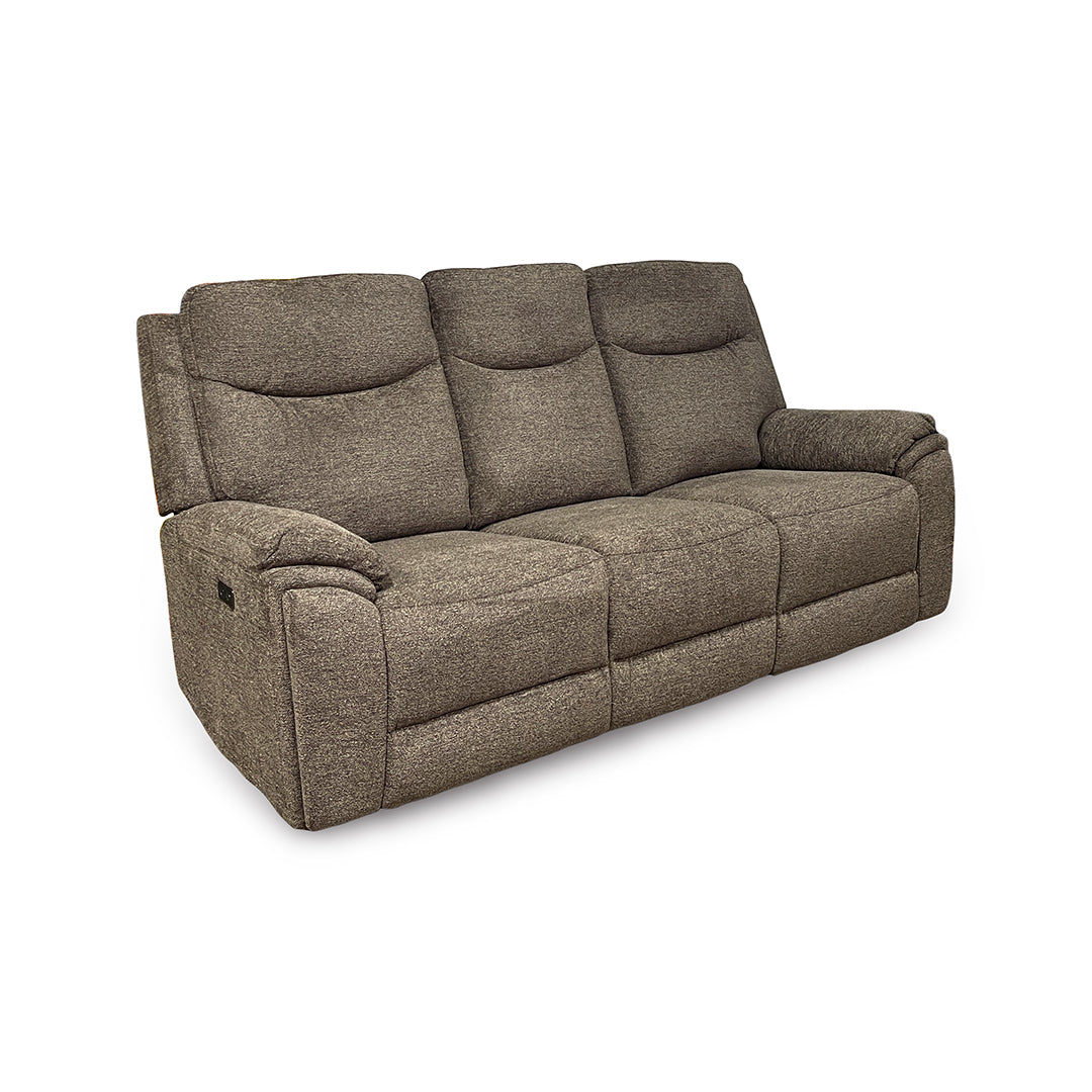 Sahara Power Reclining Sofa from Cheers in Brown Performance Fabric with Cup Holders, Power Recline - Reclined position