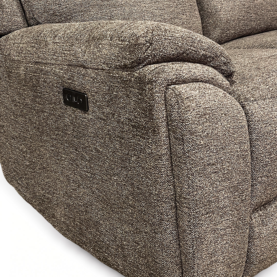 Sahara Power Reclining Sofa from Cheers in Brown Performance Fabric - Reclined position
