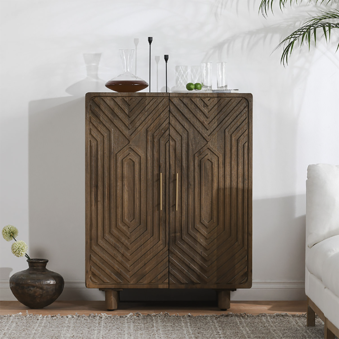 Holmes Mango Wood Artisan Bar Cabinet