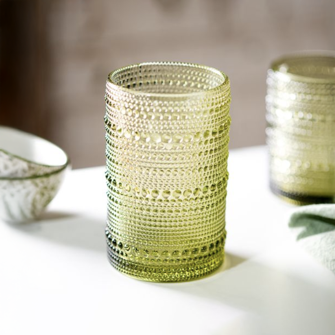 Green Beaded Highball Glass