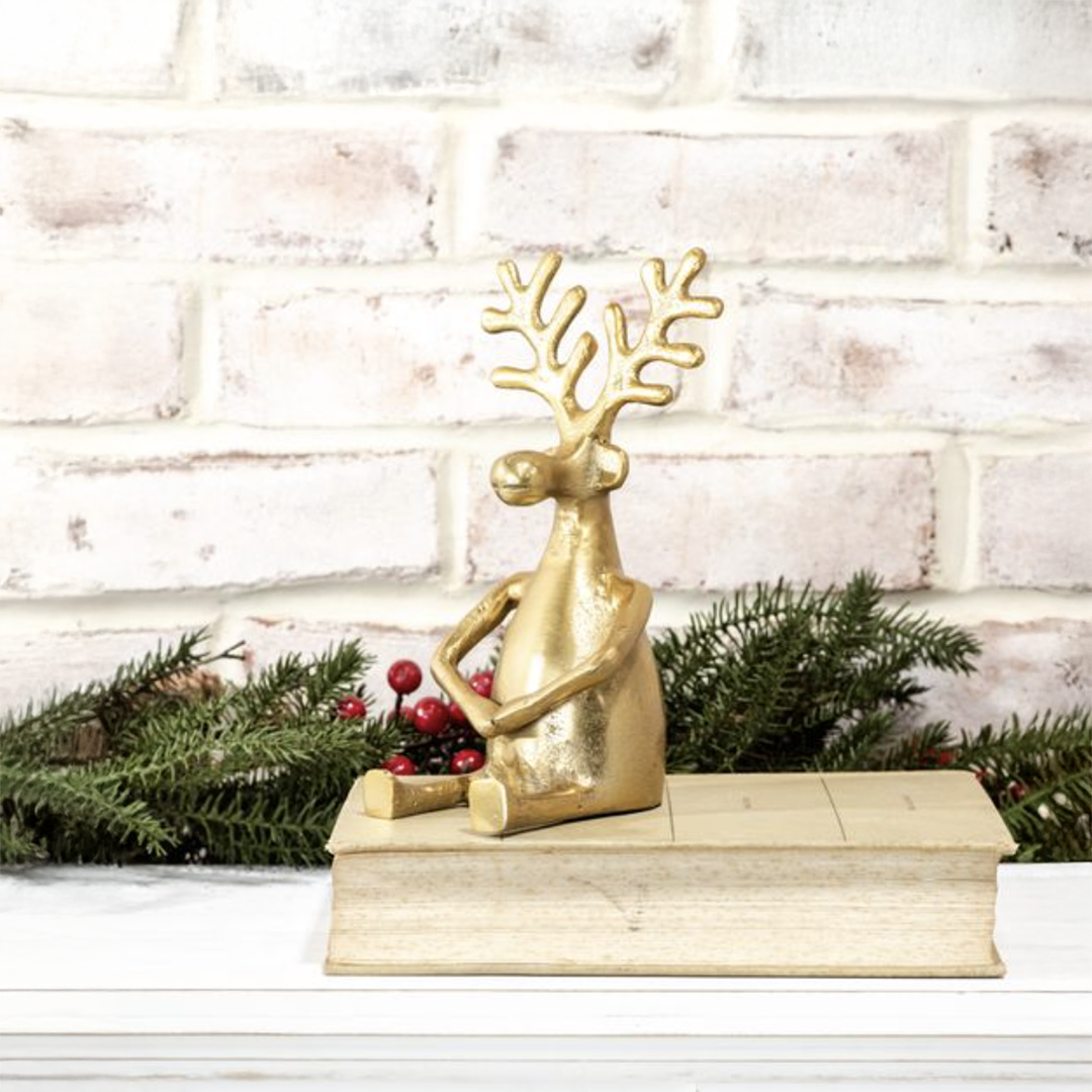 Gold Sitting Reindeer