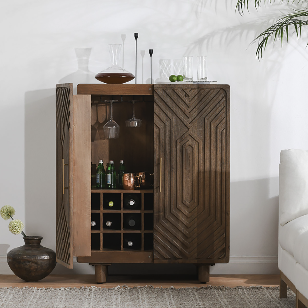 Holmes Mango Wood Artisan Bar Cabinet
