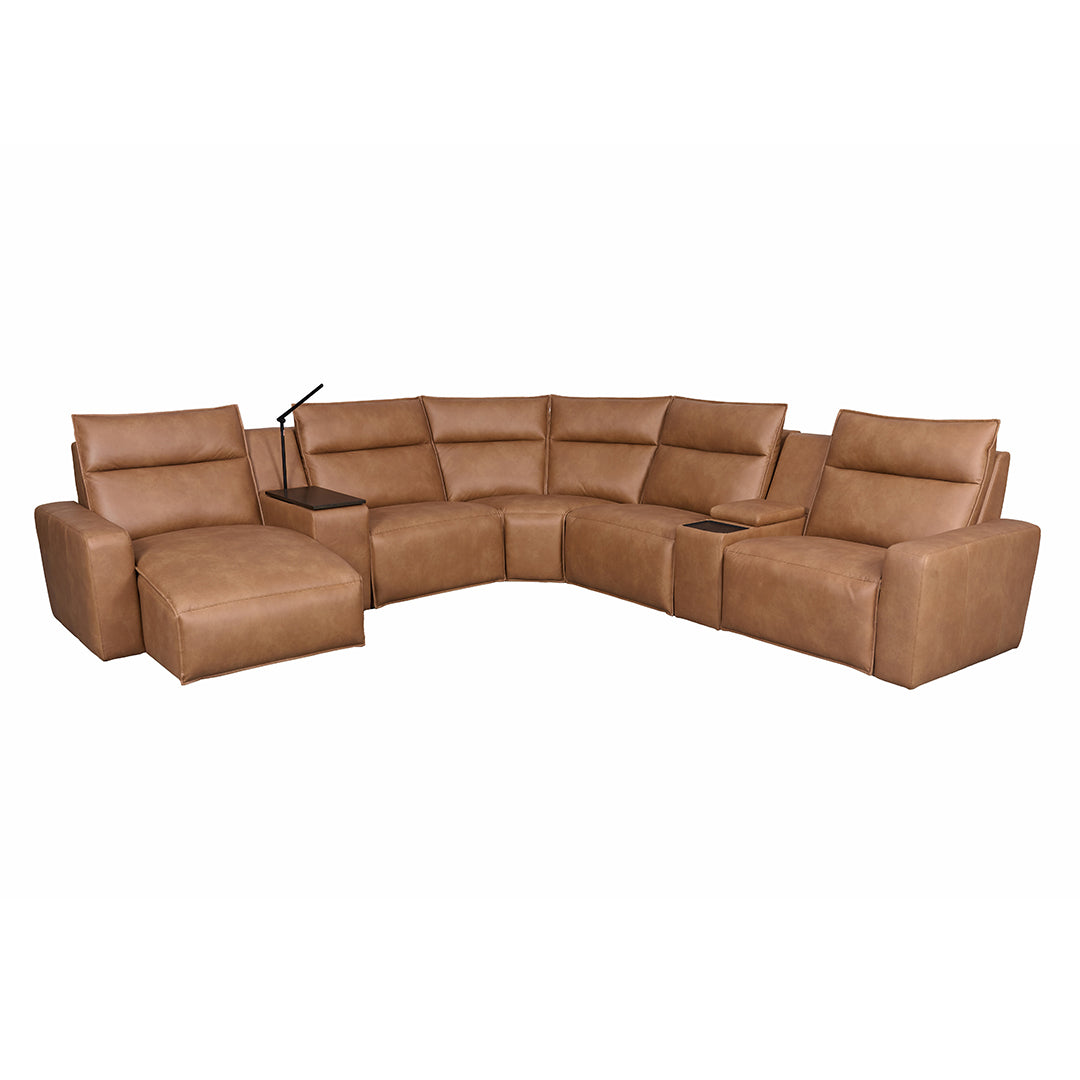 Tahoe Power Reclining Sectional with Chaise - Brown