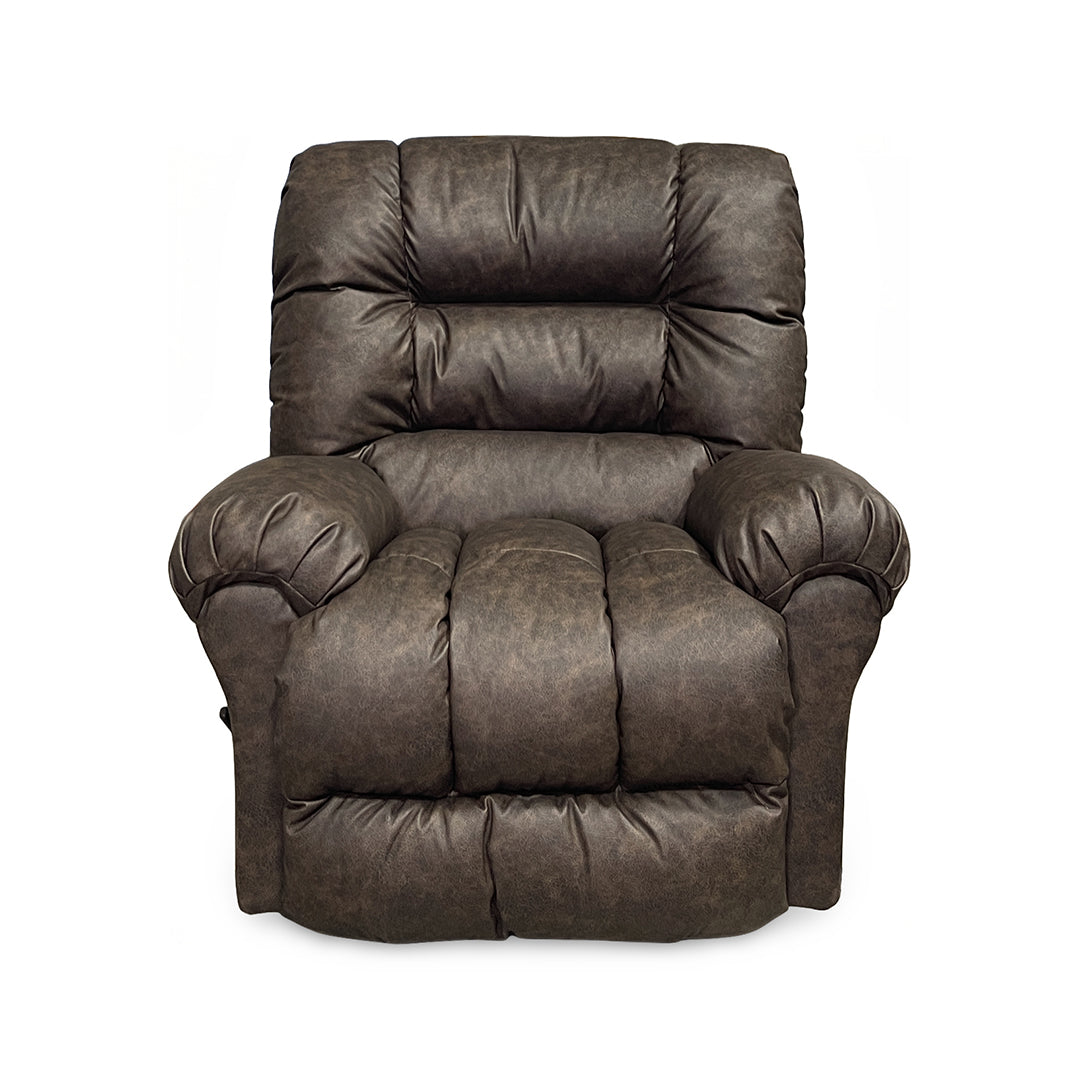 Seger Rocker Recliner from Best Home Furnishings in Brown Polyester with Manual Recline, Made in USA - Reclined position