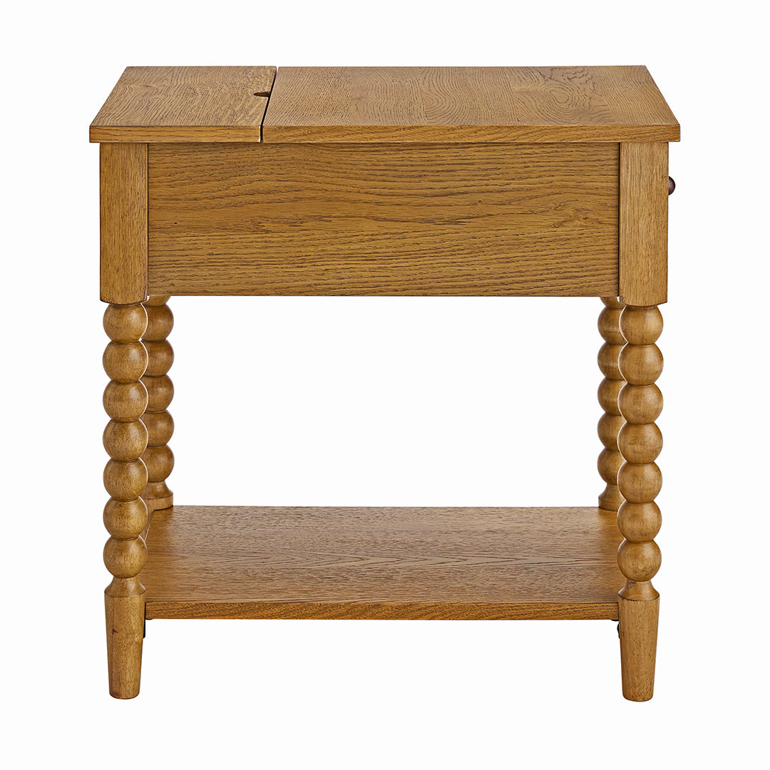 Mabel Chairside Table from Sandberg Furniture in Veneer with USB Port - Side view