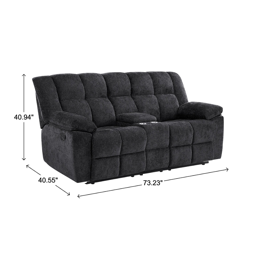 Gray Spellbinder Reclining Loveseat with Console with Cup Holders from Global Furniture USA Inc. - Black finish