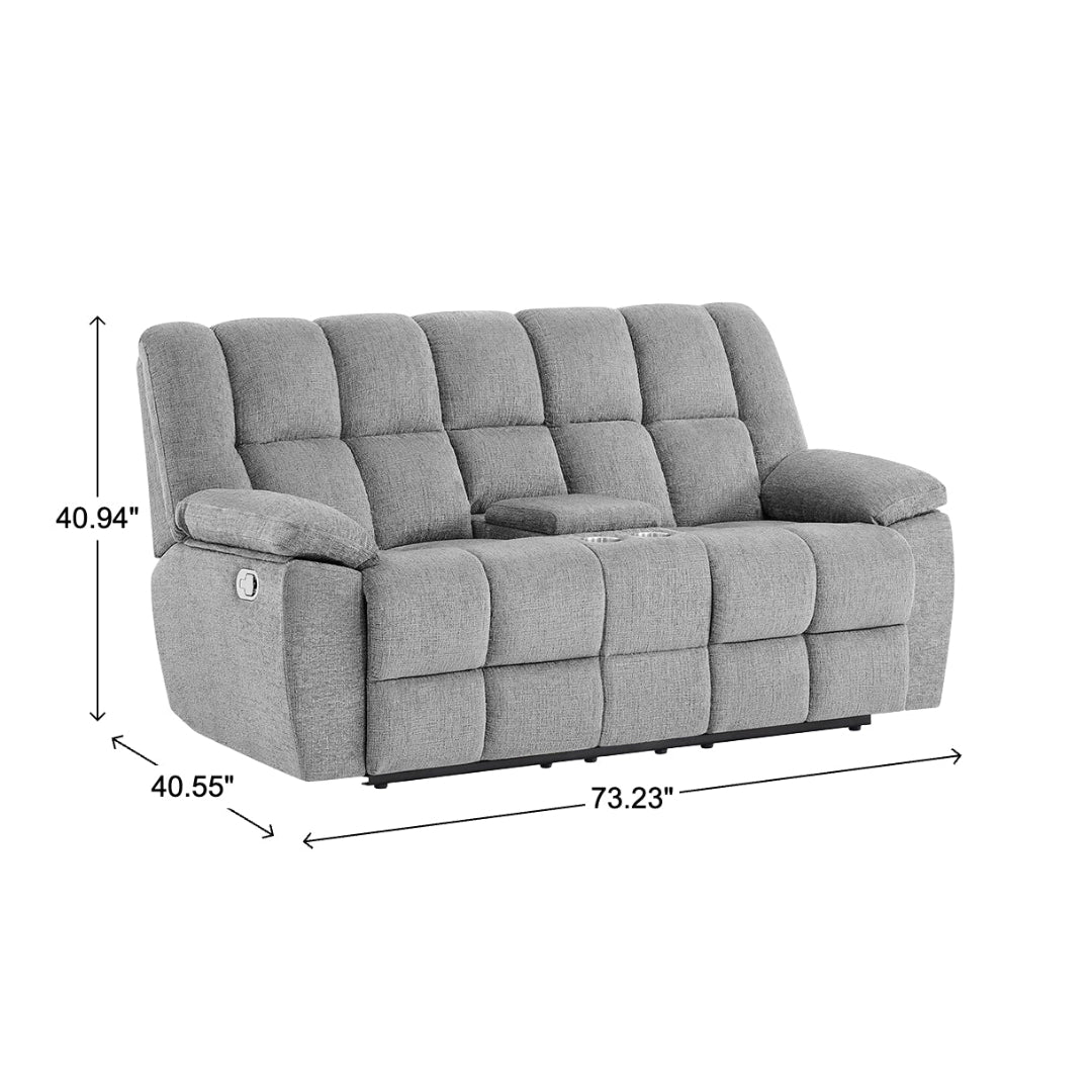 Gray Spellbinder Reclining Loveseat with Console with Cup Holders from Global Furniture USA Inc. - Gray finish
