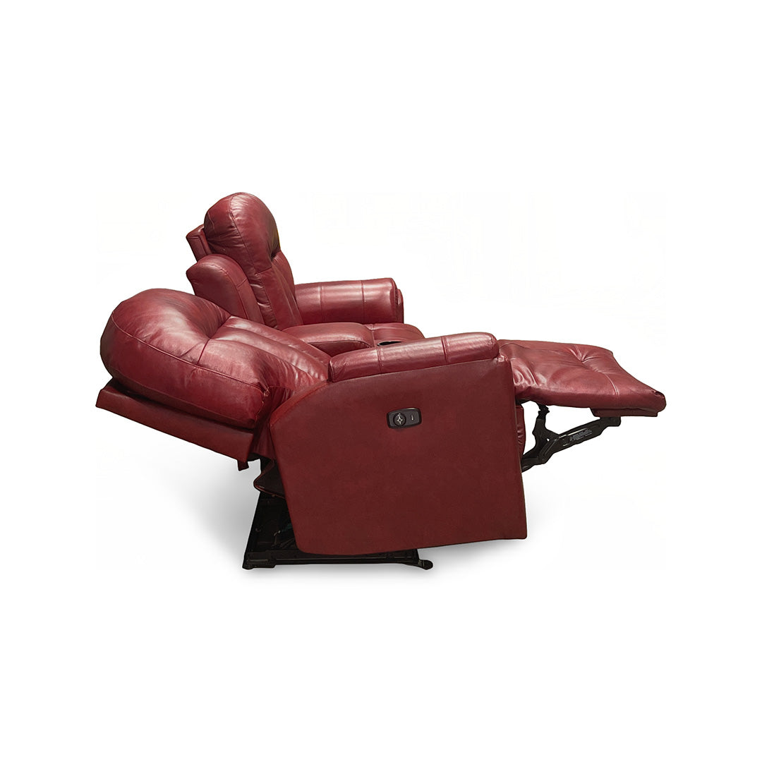 Suitably Leather Power Reclining Loveseat with Console