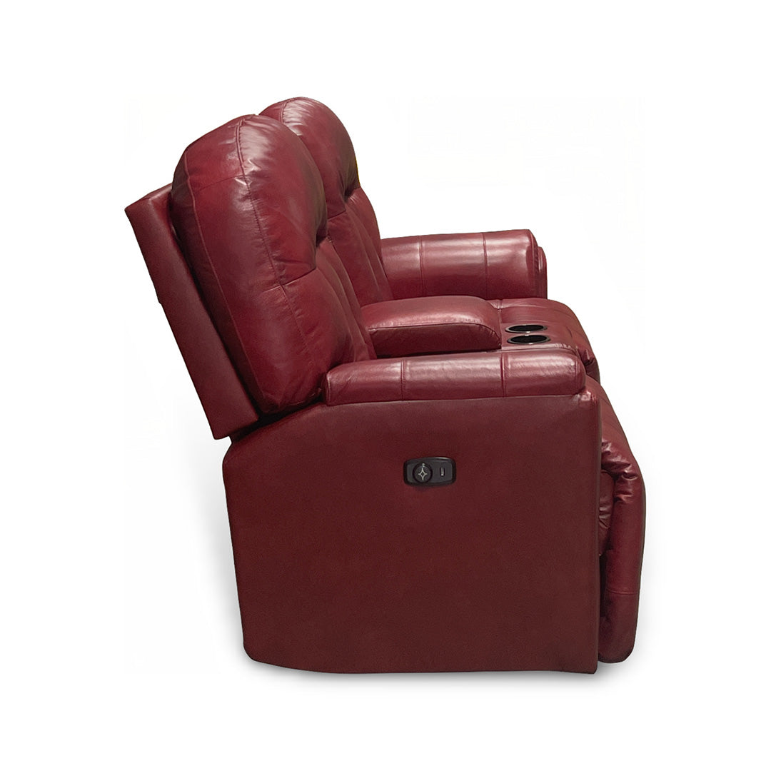 Suitably Leather Power Reclining Loveseat with Console