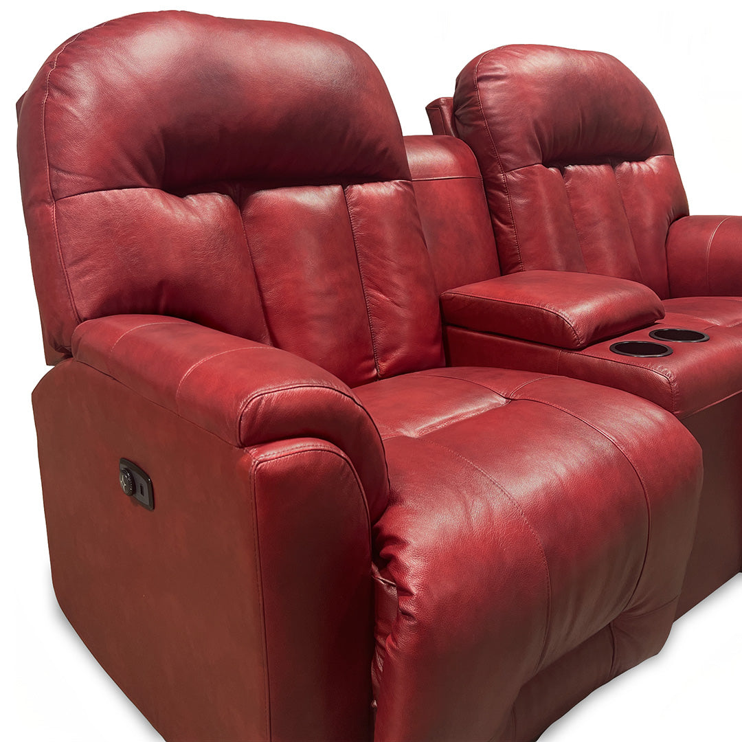 Suitably Leather Power Reclining Loveseat with Console
