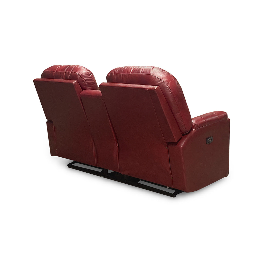Suitably Leather Power Reclining Loveseat with Console