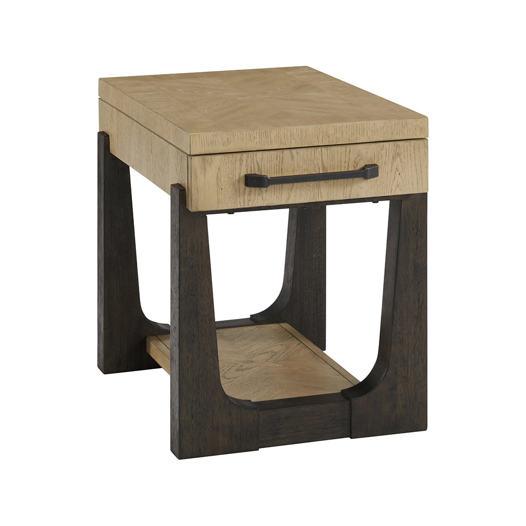 Beige Sutton Place Side Table from Emerald Home Furnishing - Side view