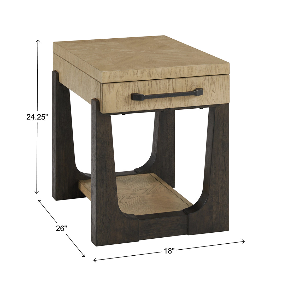 Beige Sutton Place Side Table from Emerald Home Furnishing - Side view