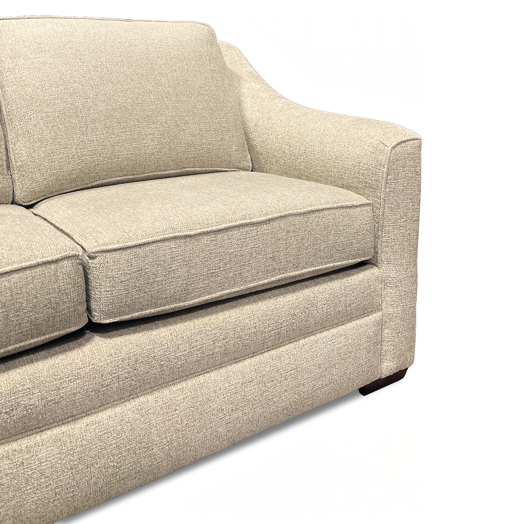 Thomas Sofa with Cuddler from England in Beige Polyester with Accent Pillows, Wood Legs, Made in USA - Additional view 7