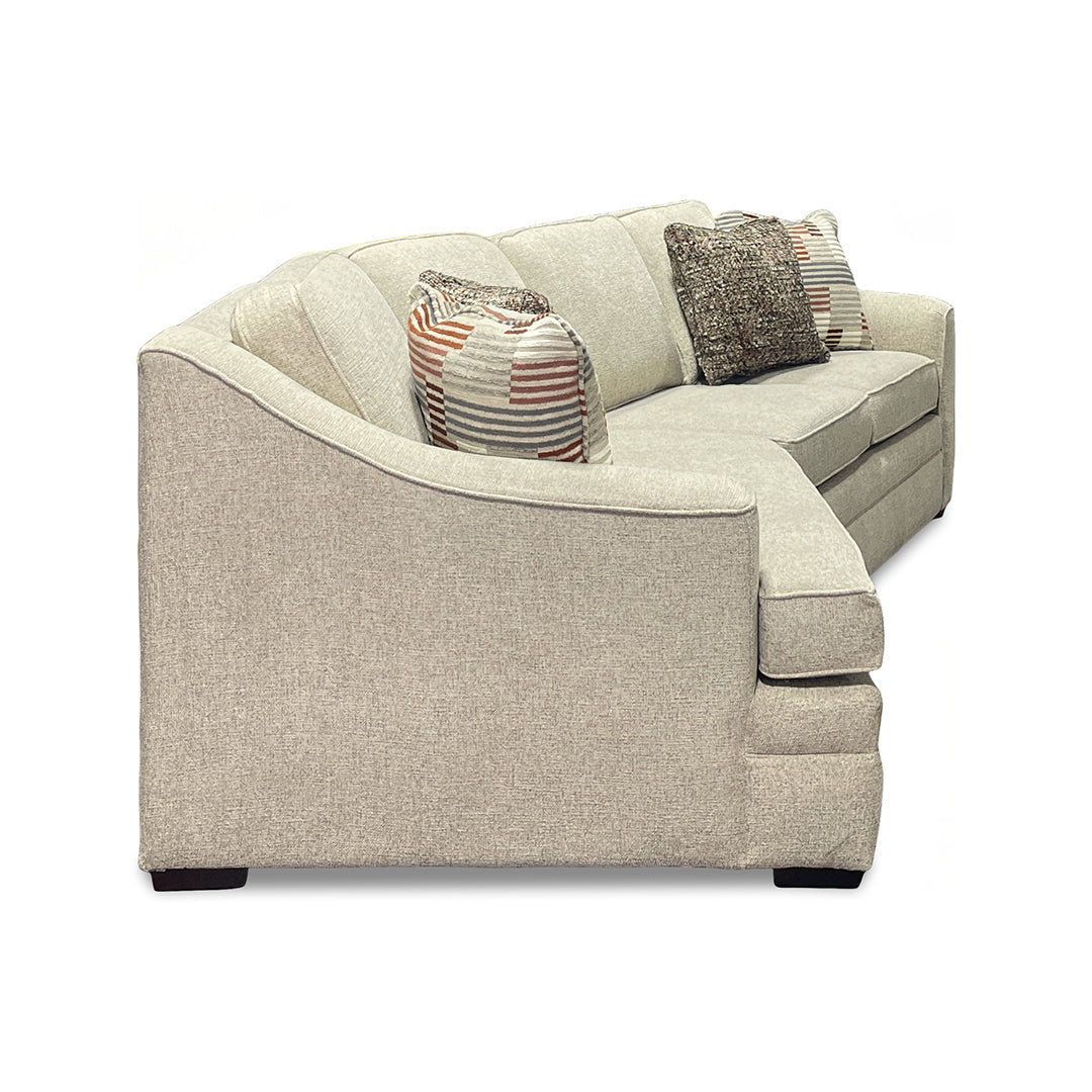 Thomas Sofa with Cuddler from England in Beige Polyester with Accent Pillows, Wood Legs, Made in USA - Additional view 4