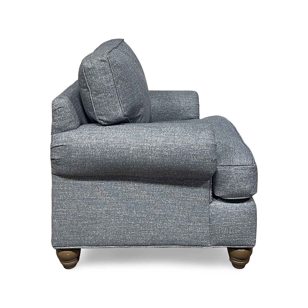Tracy Chair from Hickorycraft (Craftmaster) in Blue Polyester with Nailhead Trim, Reversible Cushions, Made in USA - Additional view 4