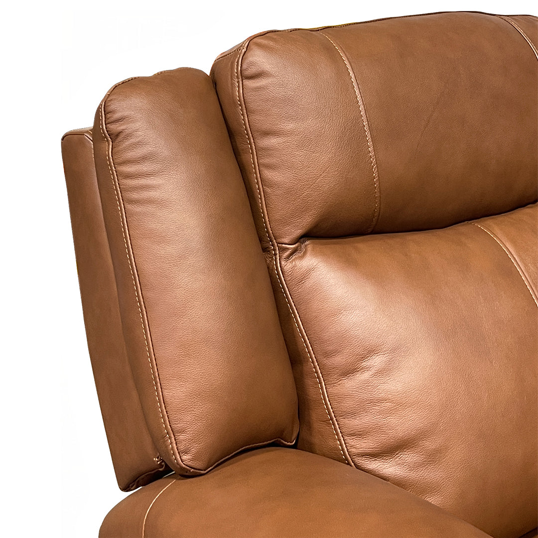 Tranquility Leather Power Recliner from Cheers in Brown - Leather detail