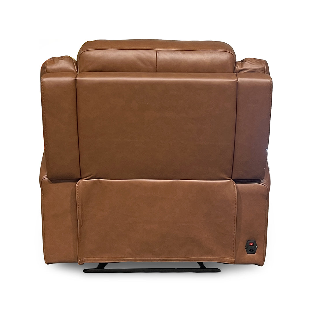 Tranquility Leather Power Recliner from Cheers in Brown with USB Port - Reclined position