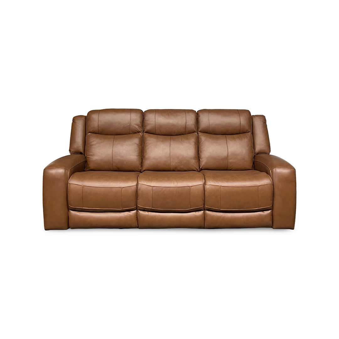 Tranquility Leather Power Reclining Sofa from Cheers in Brown with Power Recline, USB Port - Reclined position