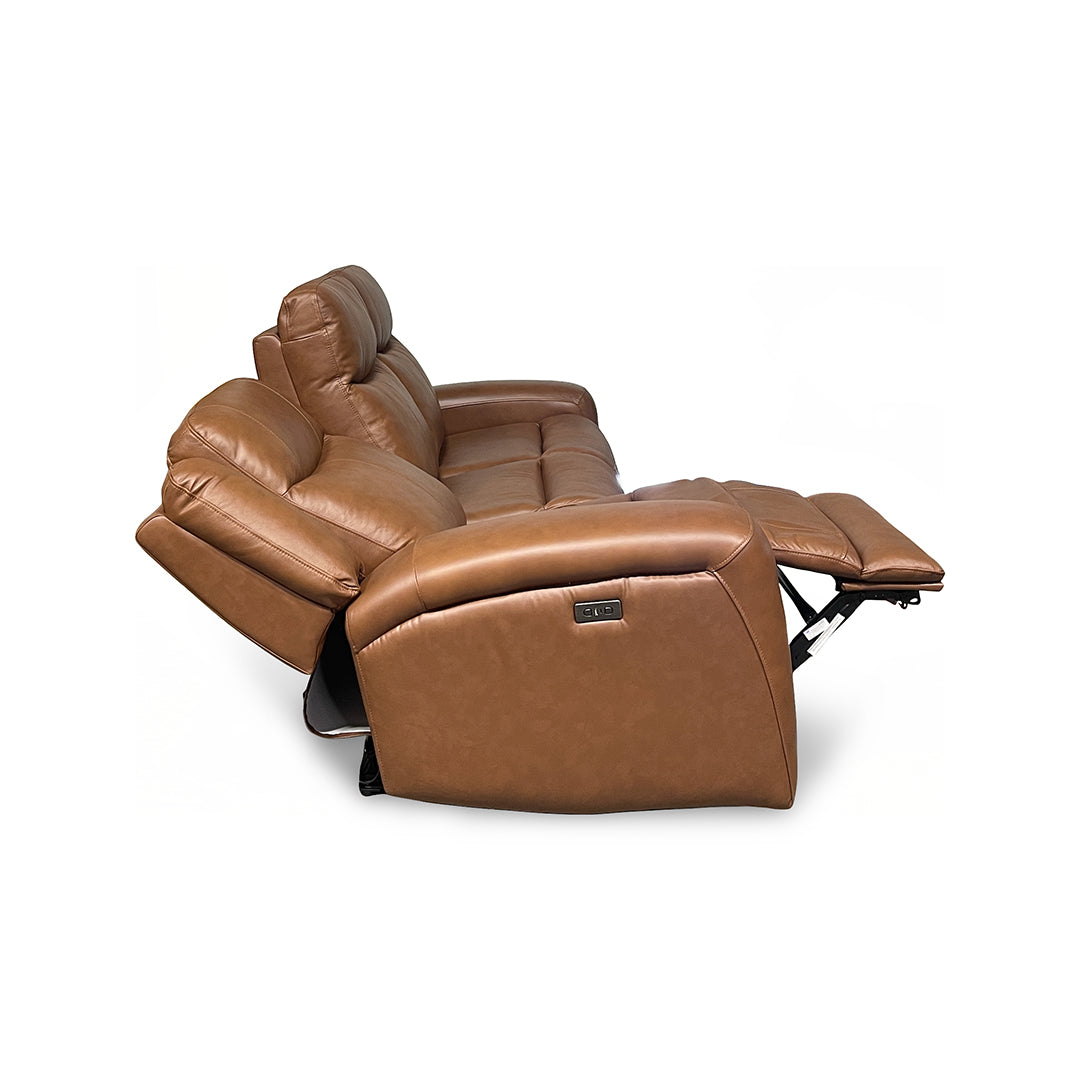 Tranquility Leather Power Reclining Sofa from Cheers in Brown - Reclined position