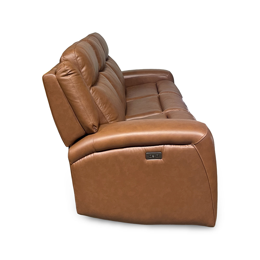 Tranquility Leather Power Reclining Sofa from Cheers in Brown with Power Recline, USB Port - Reclined position