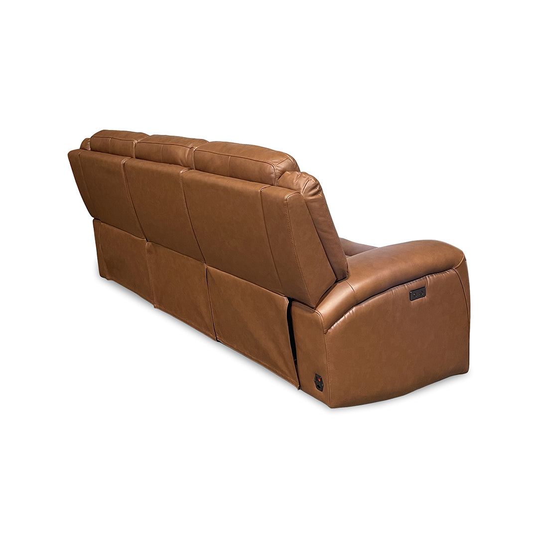 Tranquility Leather Power Reclining Sofa from Cheers in Brown with Power Recline, USB Port - Reclined position