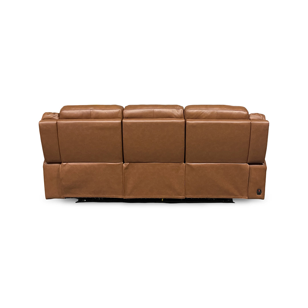 Tranquility Leather Power Reclining Sofa from Cheers in Brown - Reclined position
