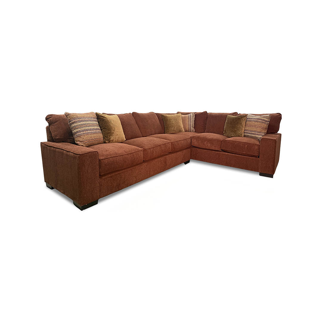 Troy Sectional (2-Piece) from Michael Nicholas Designs in Red Polyester with Accent Pillows, Hardwood Frame, Made in USA - Additional view 4