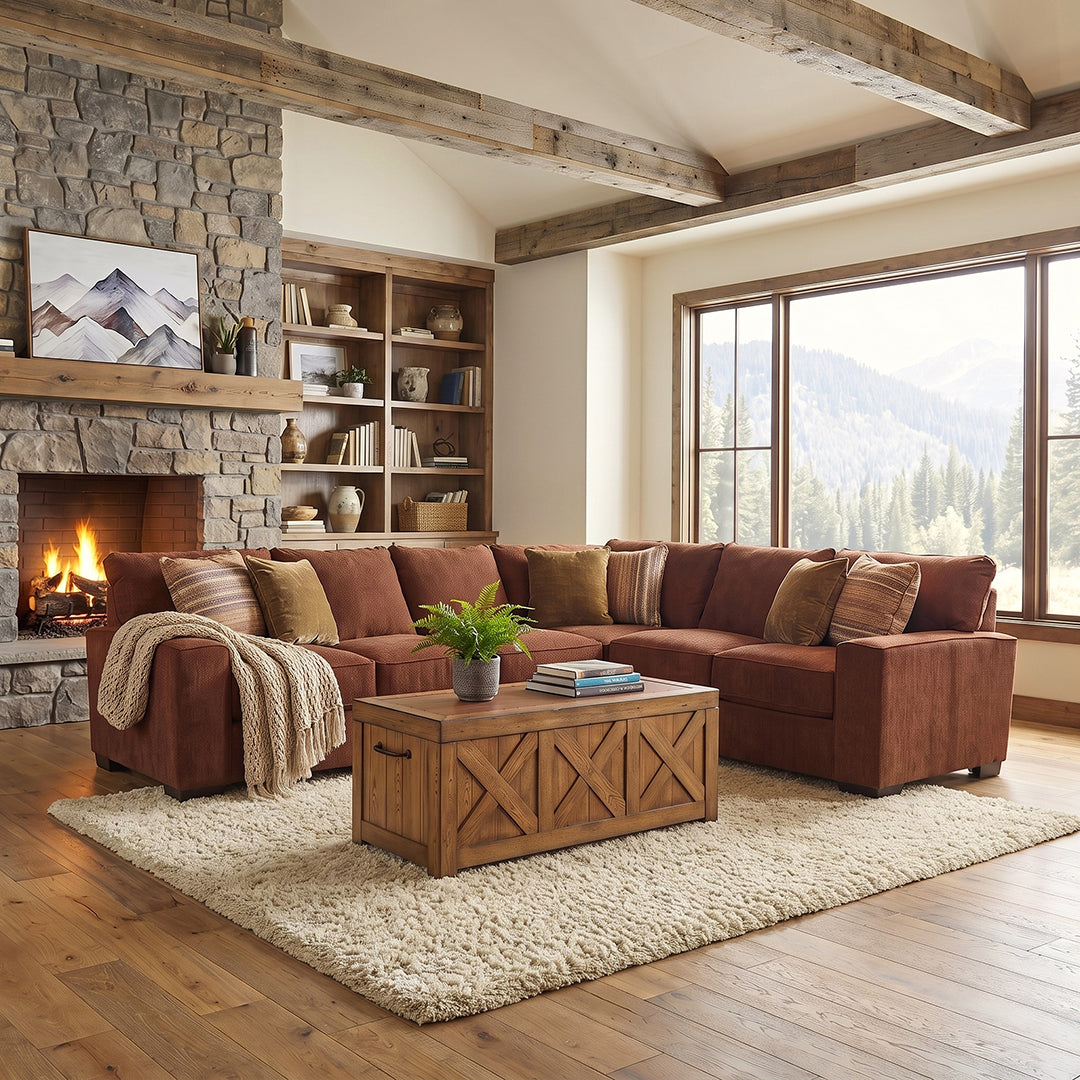 Troy Sectional (2-Piece) from Michael Nicholas Designs in Red Polyester, Made in USA - Lifestyle view