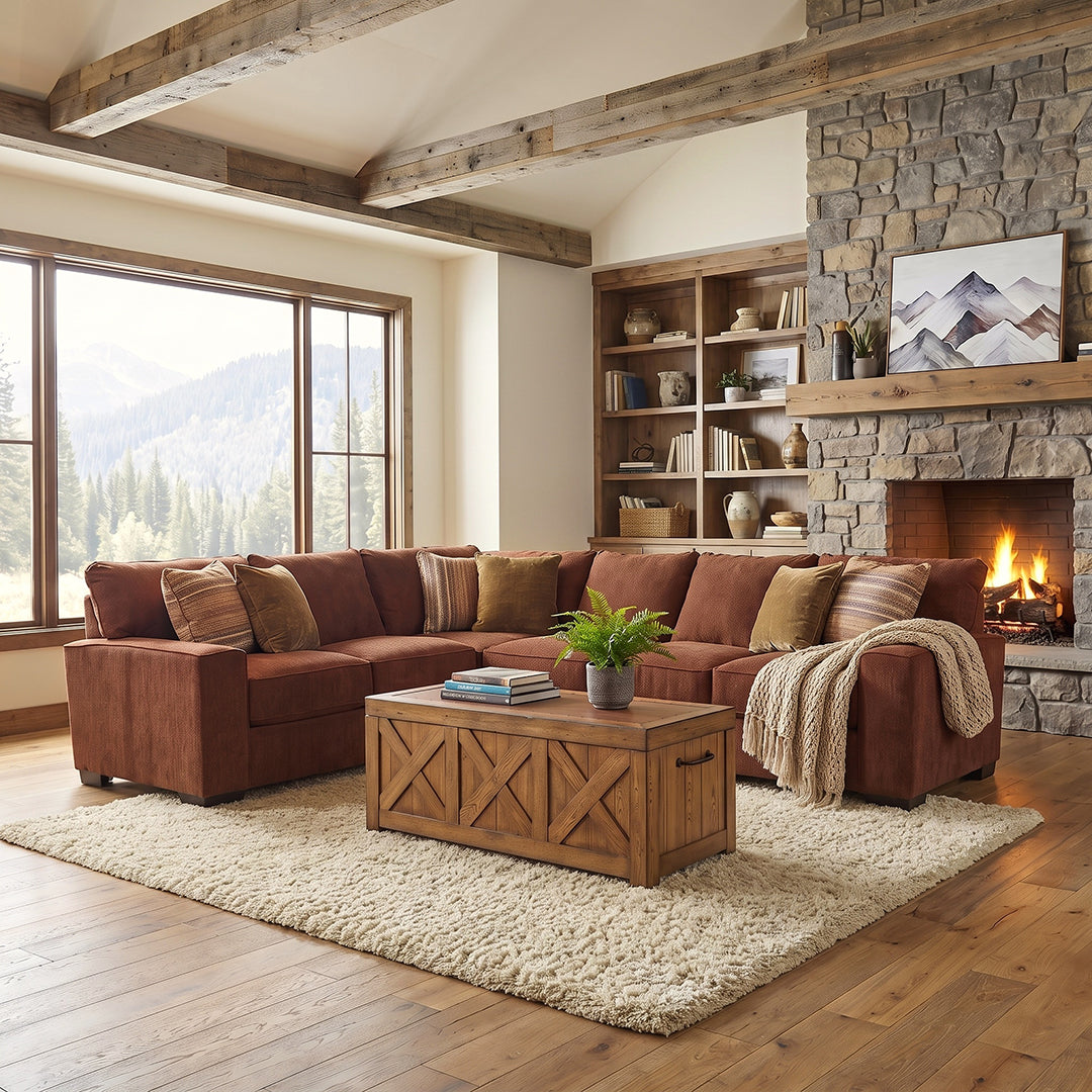 Troy Sectional II (2-Piece) from Michael Nicholas Designs in Red Polyester, Made in USA - Lifestyle view