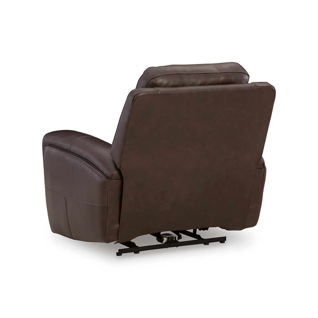 Gravier Leather Power Recliner from Signature Design by Ashley in Brown - Back view
