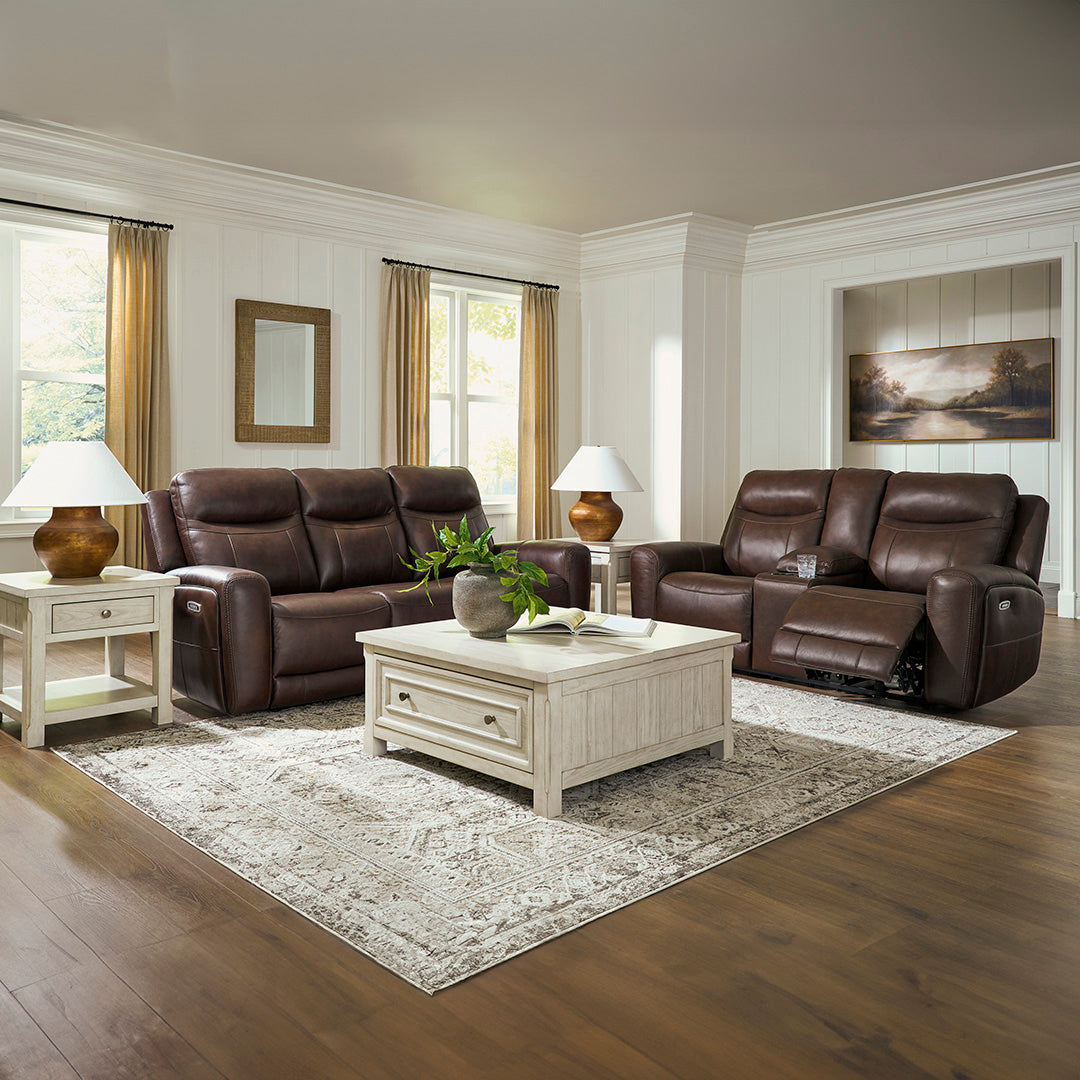 Gravier Leather Power Reclining Sofa from Signature Design by Ashley in Brown with Power Headrest, Power Lumbar - Additional view 9