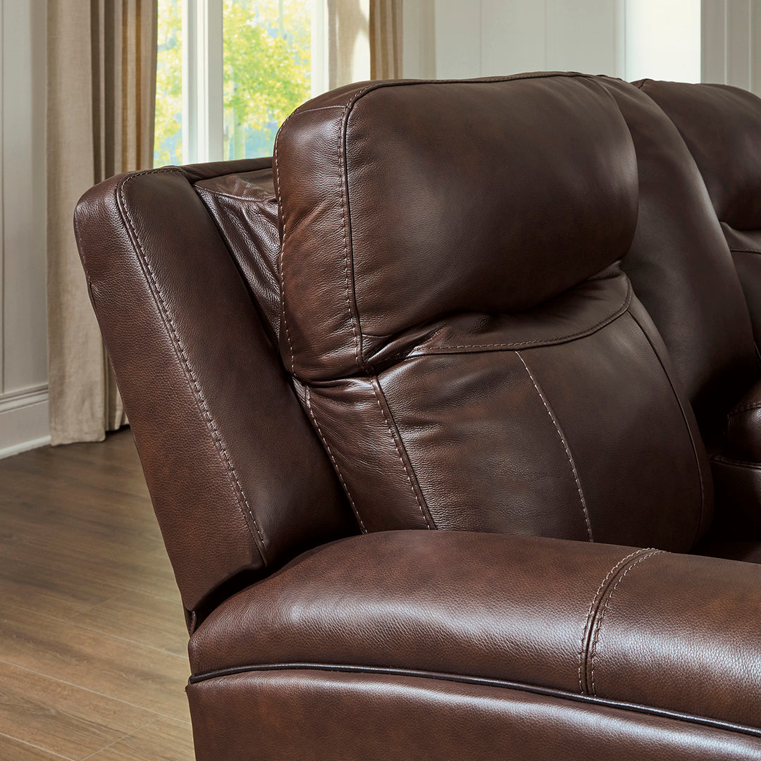Gravier Leather Power Reclining Sofa from Signature Design by Ashley in Brown with Power Headrest, Power Lumbar - Additional view 6
