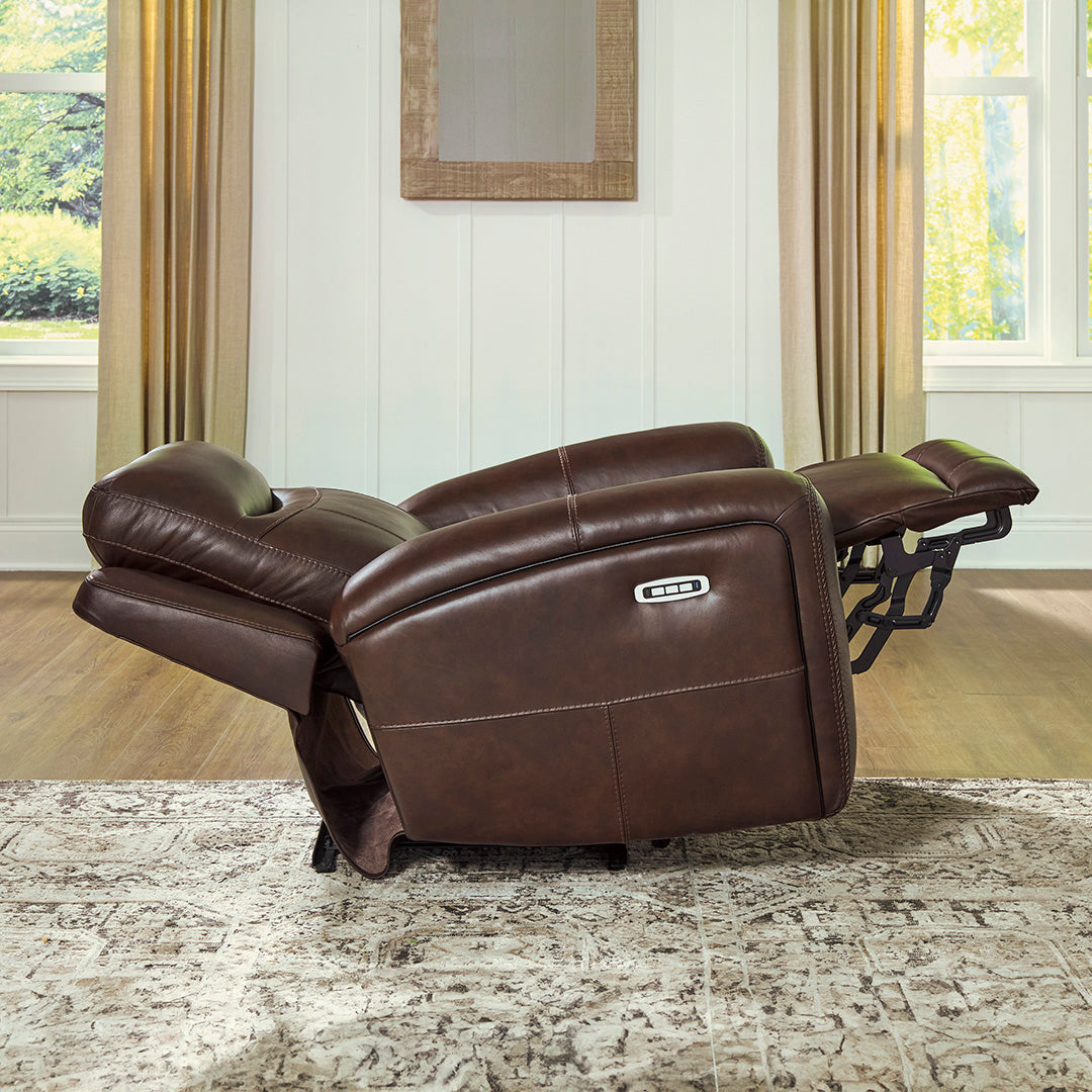 Gravier Leather Power Recliner from Signature Design by Ashley in Brown with Power Headrest, Power Lumbar - Additional view 4