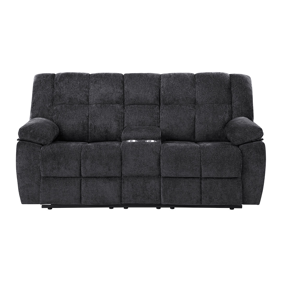 Gray Spellbinder Reclining Loveseat with Console with Cup Holders from Global Furniture USA Inc. - Black finish