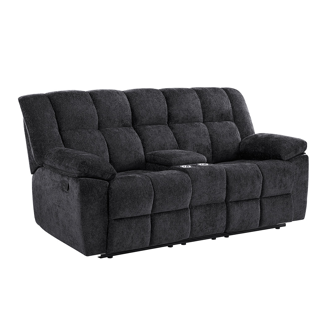 Gray Spellbinder Reclining Loveseat with Console with Cup Holders from Global Furniture USA Inc. - Black finish
