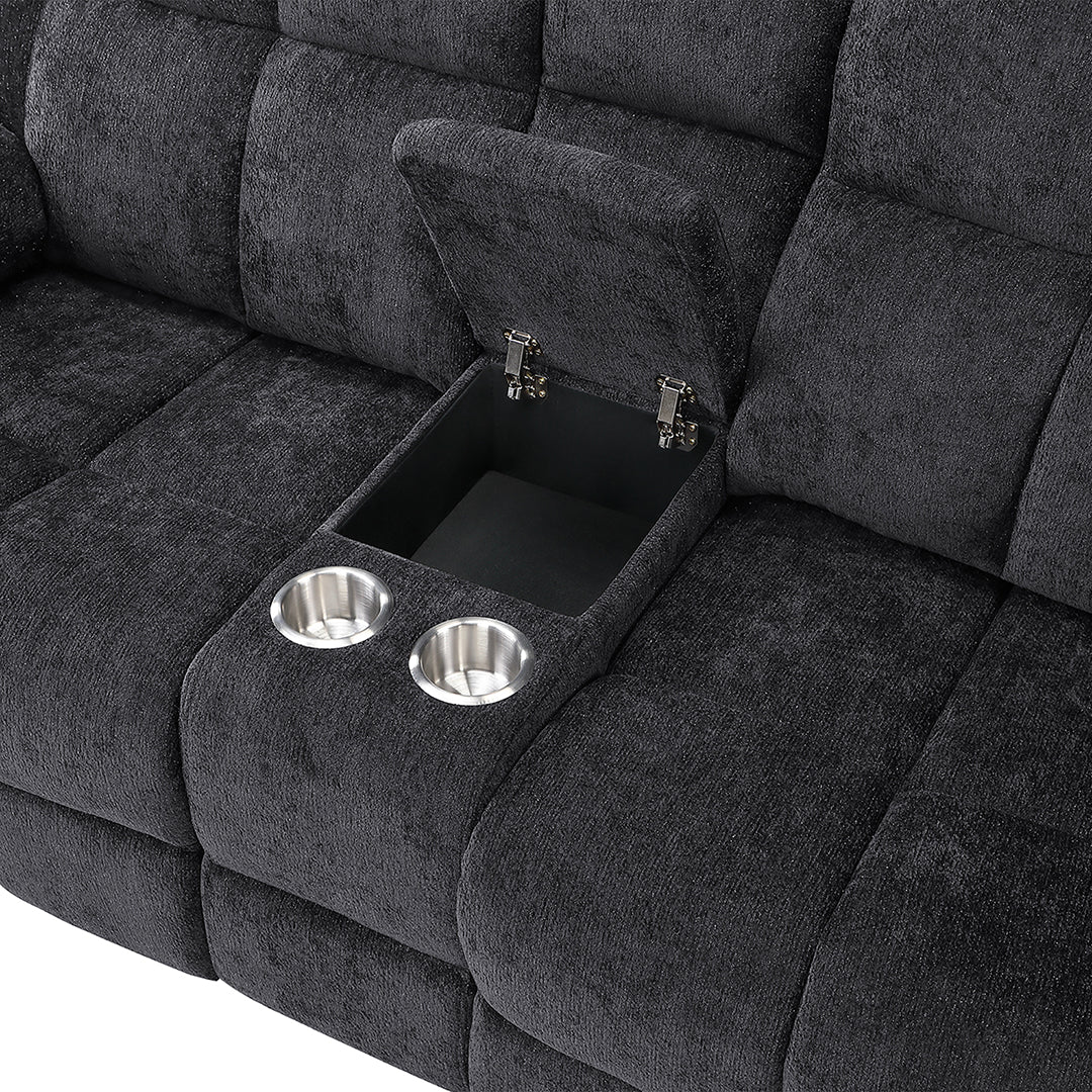 Gray Spellbinder Reclining Loveseat with Console with Cup Holders from Global Furniture USA Inc. - Console feature