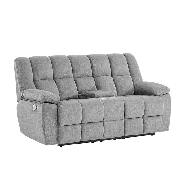 Gray Spellbinder Reclining Loveseat with Console with Cup Holders from Global Furniture USA Inc.