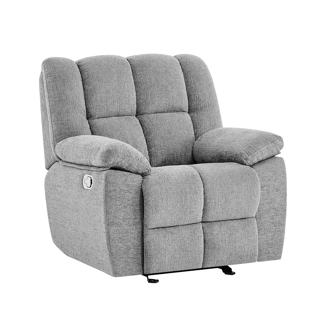 Spellbinder glider recliner in gray, reclined view, from Global Furniture USA