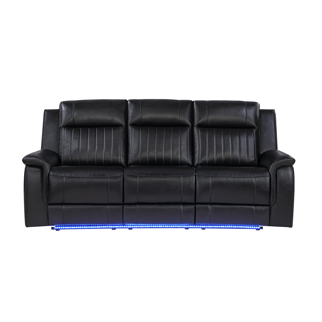 Black Faux Leather / Leather-Look Wade Power Reclining Sofa with Power Recline, USB Port from Global Furniture USA Inc. - Detail view
