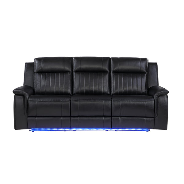 Black Faux Leather / Leather-Look Wade Power Reclining Living Room Set with Cup Holders, Power Recline from Global Furniture USA Inc. - Alternate angle