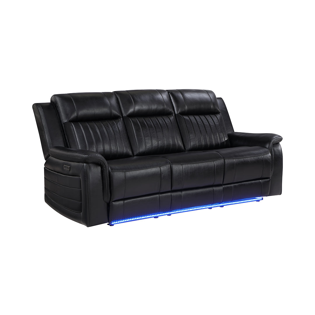 Black Faux Leather / Leather-Look Wade Power Reclining Sofa with Power Recline, USB Port from Global Furniture USA Inc.
