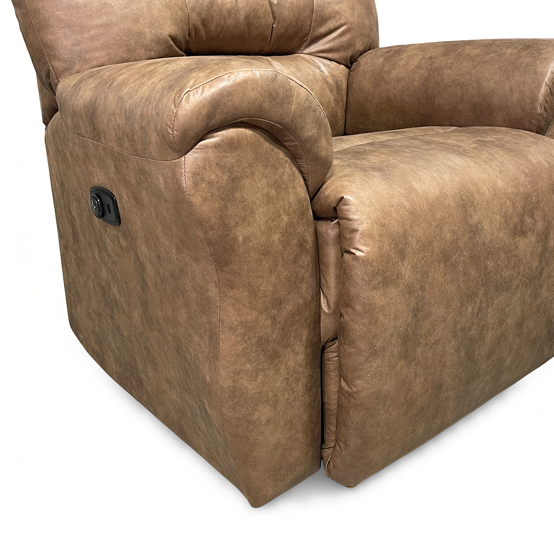 Unity Power Rocker Recliner from Furniture Fair in Brown Performance Fabric with Power Headrest, Power Recline, Made in USA - Reclined position