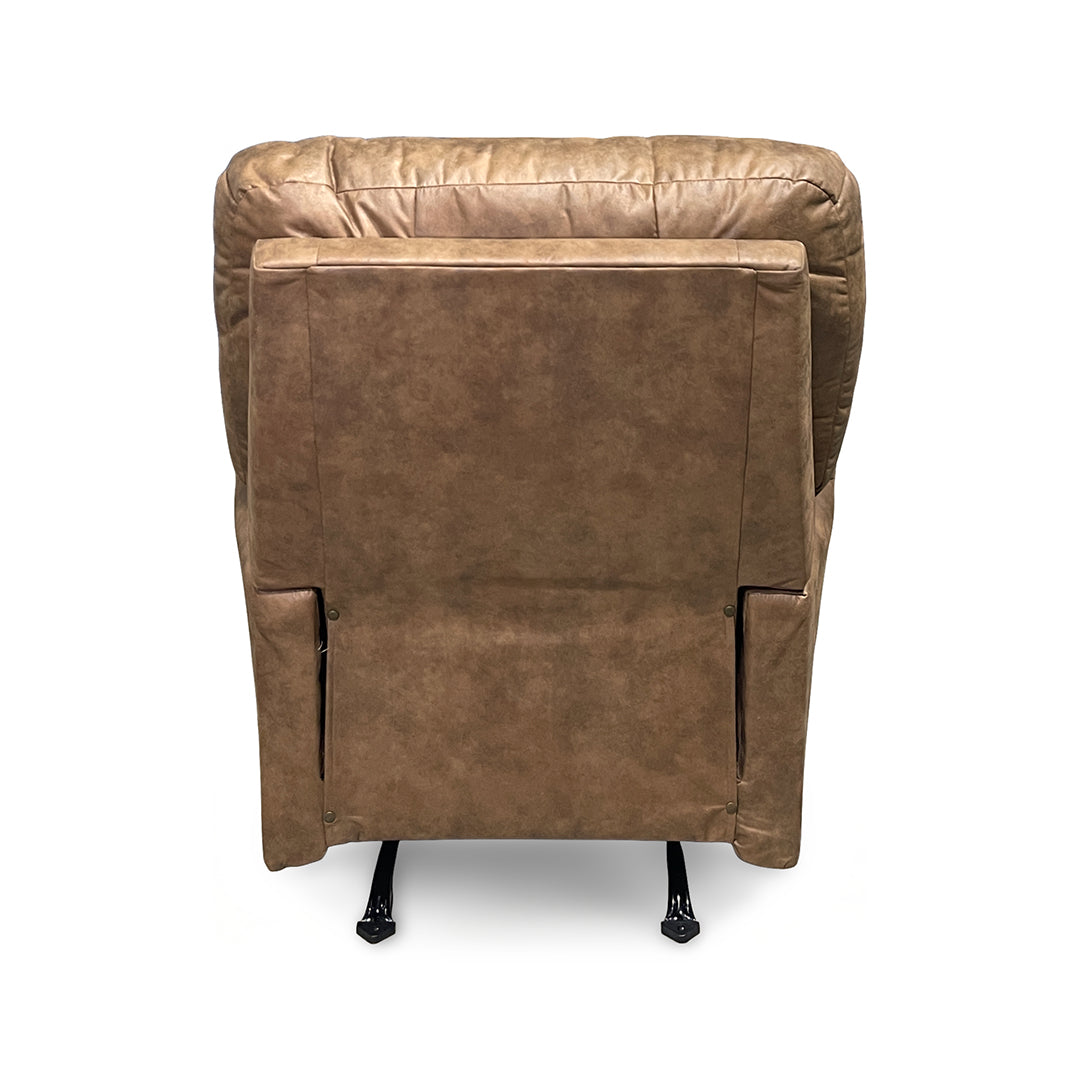 Unity Power Rocker Recliner from Furniture Fair in Brown Performance Fabric, Made in USA - Reclined position